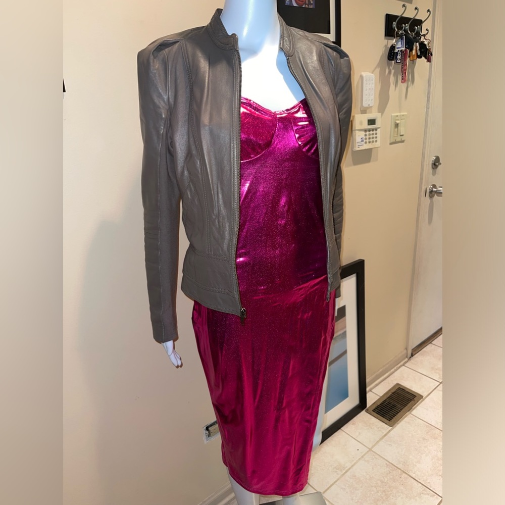 Metallic dress with side slit
